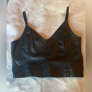 Zara faux black leather crop top